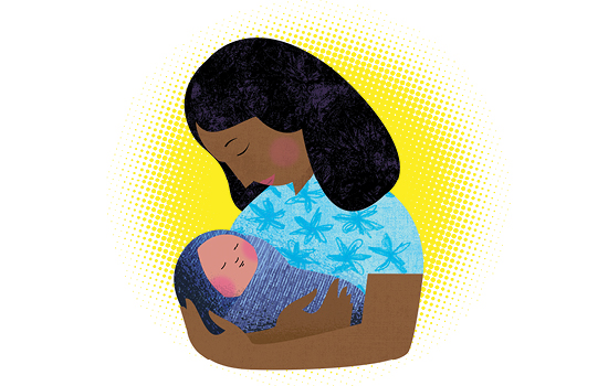 illustration of mother holding a baby