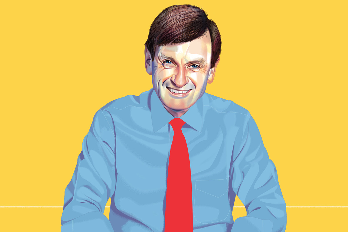 A stylized portrait of Dean James Curran