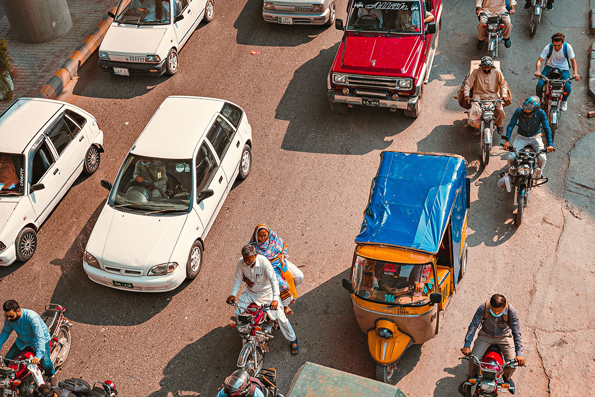 a photo of traffic in Pakistan