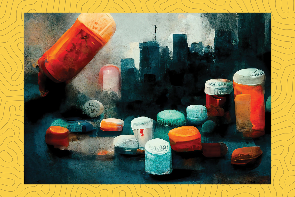a stock art abstract illustrations of pills.