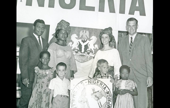 Emmanuel Smith, chief of the Nigerian Smallpox Eradication Program, and Stan Foster were close partners in preventing smallpox and measles. They are shown here with their families in 1968.